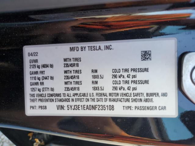TESLA MODEL 3 2022