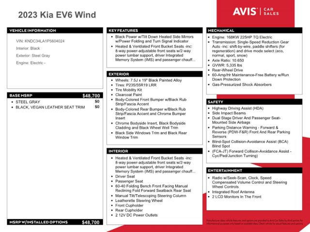 KIA EV6 LIGHT 2023
