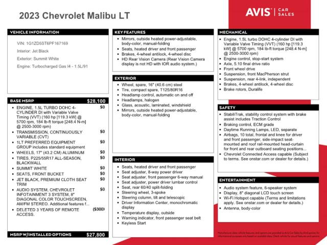 CHEVROLET MALIBU LT 2023