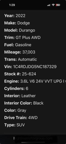 DODGE DURANGO GT 2022