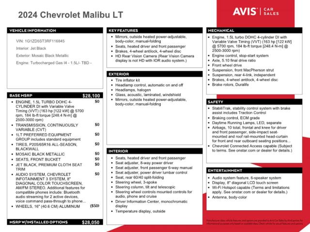 CHEVROLET MALIBU LT 2023